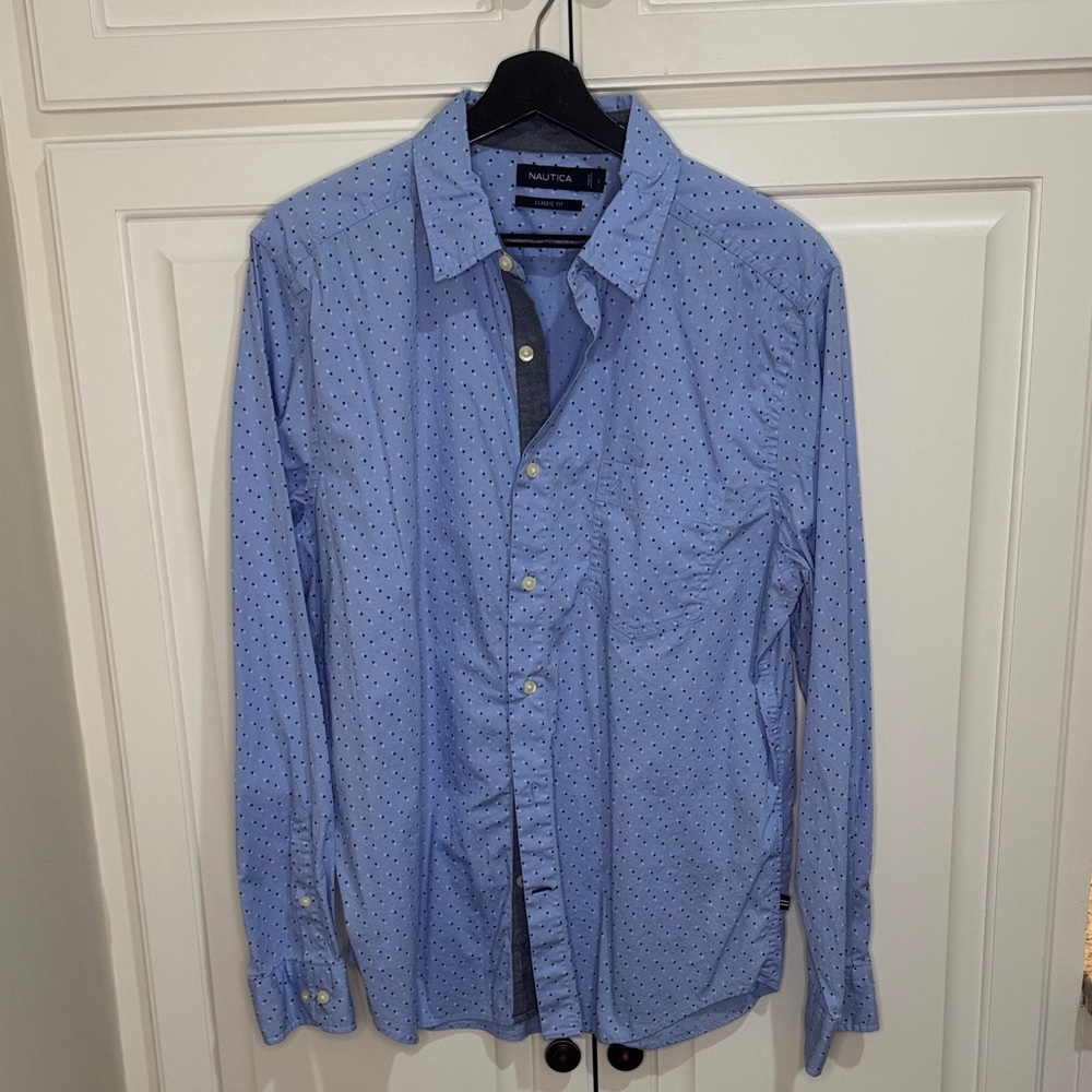 Nautica Men's Patterned Blue Casual Shirt